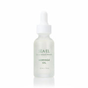 SEA-EL Moringa Oil in a frosted glass dropper bottle with a white cap, centered on a clean white background.