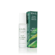SEA-EL Kelp Blemish Stick skincare product shown with its white bottle and green box packaging on a clean white background.